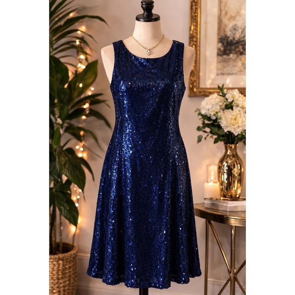Piperlime Collection Blue Sequin Dress – Size Large